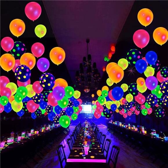 90Pc Polka Dot Fluorescent Balloons